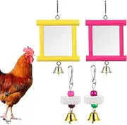 Chicken Swing Mirror - Chicken Mirror Beak Grinding Molar Stone | Safe Poultry Boredom Relief Roosters Hens Entertainment for Yard Garden Farm