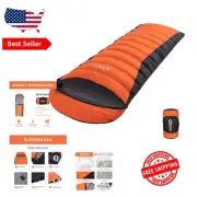 Lightweight Down Sleeping Bag for Adults - Cold Weather Comfort Down To 17°F