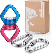 AusKit Rotational Device, Safest Swing Swivel (30KN) with 2 Carabiners for Web Tree Swing, Rope Clambing Hammock, Swing Setting, Aerial Dance