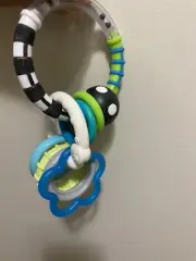 Sassy Green Black White Baby Toy Teether Ring Rattle