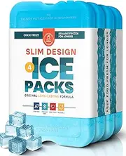 Ice Pack for Lunch Box - Freezer Packs - Original Cool Pack | Slim & Long-Lasting Reusable Ice Packs for Lunch Bags and Cooler Bag (Set of 4)