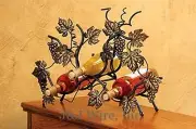 FREESTANDING 3 BOTTLE WINE RACK HOLDER RACK BLACK METAL WITH GOLD 19" WIDE