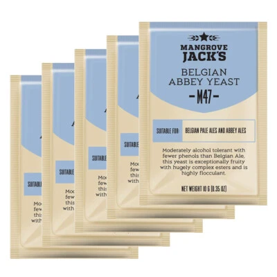 5 x Mangrove Jack's M47 Belgian Abbey Beer Yeast 10g Home Brew Sachet