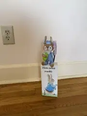 Hand painted Brick Book featuring Peter Rabbit and Flopsy. Decoration/Door Stop