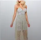 NWT Self-Portrait Gold & Grey/Blue Floral Embroidered Mesh Corseted Dress