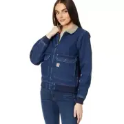 Carhartt Denim Jacket Womens M 8-10 Sherpa Lined Chore Western Ranch Barn Bomber