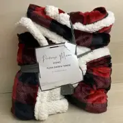 Primrose Manor Home Plush Sherpa Throw Plaid Red Size 60” x 70”