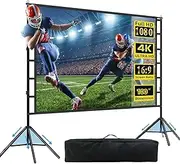 Forubar Projector Screen and Stand, Portable Projector Screen Outdoor Projector Screen 16:9 4K HD Rear Front Movie Screen with Carry Bag Wrinkle-Free for Home Theater Backyard Cinema (100 inch)