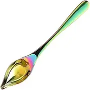 BEBEMOKO 1PC Iridescent Stainless Steel Sauce Spoon Pointed Spice Scoop for Kitchen Home and Restaurant Use Smooth Edge Narrow Mouth Prevents Overpouring