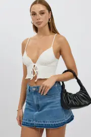 White Textured Cami Top Open Front - Size 16XL, Women's Cami