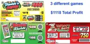 NEW pull tickets BUNDLE OF 3 GAMES, BIG PROFIT - Seal Card Tabs