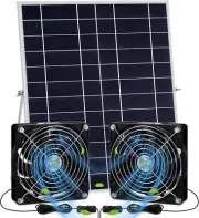 Glooglitter 1 Pcs 20W Solar Powered Fan Waterproof Solar Powered Fan Kit Dual Me