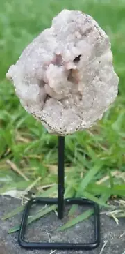 Pink Amethyst Geode Crystal On Pin home, office or outdoor decoration A+125g