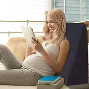 Dreamz Wedge Pillow Sleep Bed Reat Cushion Cool Gel Memory Foam Side Neck Back Body Leg Pain Sleeper Support Bamboo Cover with Zipper Sleeping, Watching, Reading Black, 19cm
