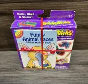 Alex Brands Shrinky Dinks Vehicle Pack & Funny Animal Faces Sticker Book *NOS*