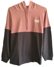 Victoria's Secret PINK Varsity Hoodie Tee Pullover Long Sleeve T Shirt L NEW