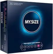 MY.SIZE Premium Lubricated Natural Latex Rubber Condoms, Transparent 36 count, Pack of 36 (MS6436)