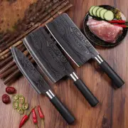 3PC Damascus Pattern 7 In Bone Cutter Knife Meat Slicer Knife 7.5 In Chef Knife