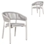 Set of 2 - Gonzalo Sand White Outdoor Dining Chair - Light Grey