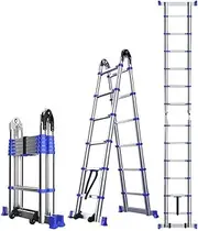 Telescoping Ladders Extendable Alminium Ladders Telescopic Folding Extending Portable Steps Loft Extension Ladder DIY Multi Purpose Ladder (Size : 2.85+2.85M) (OneColor 2.25+2.25M) Ambitious