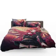 v4590 Bed Sheets Anime Girl Fire Angel Duvet Cover Set Bedspread Pillowcase Children Bed Sheets IU4590
