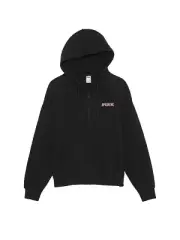 Victoria's Secret Ivy Fleece Full Zip Campus Hoodie Game Day Black Medium VS140