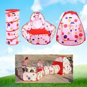Kids 3 In 1 Play Tent Crawl Tunnel Pop Up Playhouse Ball Pit Folding Toy Room