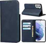[Cavor] for Samsung Galaxy S21 5G Case,Galaxy S21 4G Case,Cowhide Pattern Leather Case Magnetic Wallet Cover with Card Slots (6.2") -Navy Blue