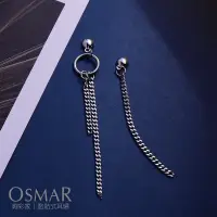 在飛比找蝦皮商城優惠-絢彩家【OSMAR】韓版圓環鏈條流蘇不對稱 無耳洞黏貼式耳環