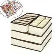 4pcs Beige Collapsible Non-woven Fabric Underwear Socks Storage Cardboard Boxes