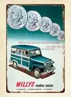 1951 Ad Overland Motor Civilian car Coin Nickel metal tin sign artwall