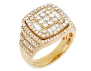Baguette Real Diamond 2 1/5 CT Pinky Ring 10K Yellow Gold