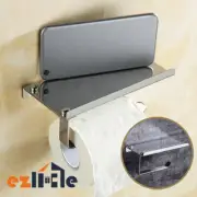 Wall Mounted Hook Toilet Roll Holder Paper Bathroom Towel Stainless Steel Shelf