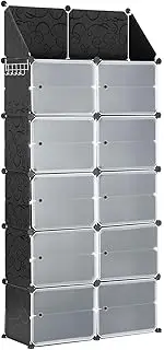 40 Pairs Stackable Shoe Storage Box Organiser Cube DIY Shoe Cabinet Rack Shelf 20 Tier Black