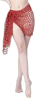 [CekoCk] Sequin Skirt，Belly Dancer Skirt, Dance Accessories,Dance Accessories,Belly Dance Waist Chain Sequins Square Scarf Dance Performance Suit Sequins Hollowed Waist Seal Waist Towel Hip Towel Rocks Mag (C