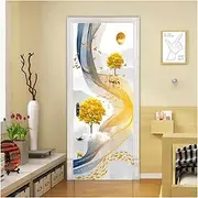 Door Stickers 3D Door Sticker Pumping Line Deer Self-Adhesive Home Decoration Door Cover Wall Stickers Mural Porch Wallpaper Poster(77x200cm)