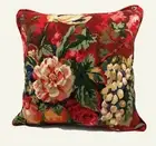 Throw Pillow Cover 22 x 22 Floral Red Square Decorative Cushion Piping Cording