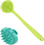 Silicone Shower Body Brush & Hair Scalp Massager Shampoo Brush, Long Handle Back Bath Brush,Exfoliating Back Body Scrubber,Hair Scalp Massage Brush for Men,Women&Pets-2Pack