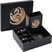 Dice Tray and Dice Tower for DND: All-in-One Tray, Storage & Large Tower to give Random Rolls - Stores your Sets, Mini's etc, Perfect for D&D and RPG Gift Accessories (Gold Dragon)