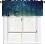 LHBWCVN Celestial Night Sky Valances for Windows, Rod Pocket Window Treatment Drapes Farmhouse Kitchen Curtains Short Blackout Window Curtains for Living Room Bedroom Decor 54x18 Inch