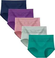 [Xaanelr] Womens Knickers Ladies High Waisted Cotton Underwear Panties Full Back Coverage Comfy Hipster Briefs Multipack
