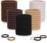 Elastic Hair Ties 50 Pcs Thick Seamless Hair Bands No Damage Soft Ponytail Holders Hair Bobbles for Girls Women