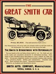 1906 Smith Automobile Co. NEW Metal Sign: The Great Smith Car - Topeka, Kansas