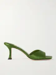 [Jimmy Choo] Jimmy Choo - Skye 70 Satin Mules - Green - IT38.5 IT 38.5 Green