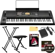 [KORG] EK-50 Entertainer Keyboard Bundle with Adjustable Stand, Bench, Sustain Pedal, Instructional Book, Austin Bazaar Instructional DVD, and Polishing Cloth