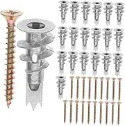 HEALLILY Hollow Wall Anchor Kit 20 Sets Drywall Screw Set Spiral Expansion Plugs Zinc Alloy Fixing