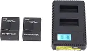 Dual USB Camera with LCD Display and Two Batteries, 1600 MAh High Capacity, Compatible with 2 3 Cameras