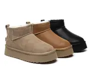 UGG EVERAU® UGG Boots Women Sheepskin Wool Ankle Platform Romi - Chestnut / AU Ladies 9 / AU Men 7 / EU 40