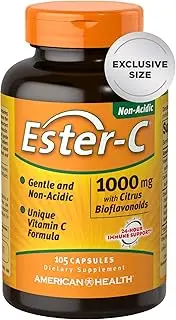 EsterC 1000 mg with Bioflavonoids Capsules 24Hour Immune Support Gentle on Stomach NonAcidic Vitamin C NonGMO Gluten Free Servings, Citrus, 105 Count