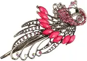 NOLITOY Retro Peacock Hair Clip Delicate Rhinestone Design Hair Barrette for Women Accessory (1pc)